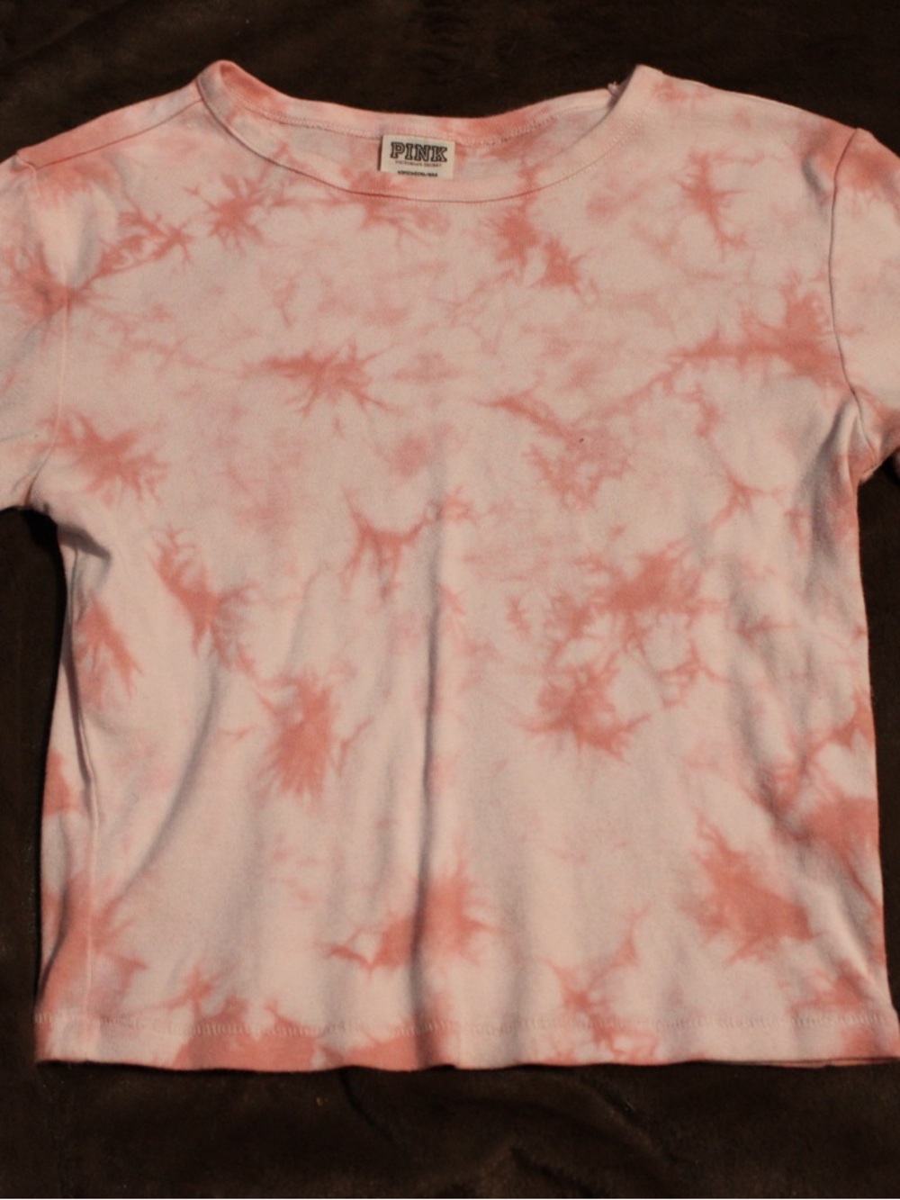PINK Victoria's Secret Pink & White Tie-Dye Crew Neck Tee